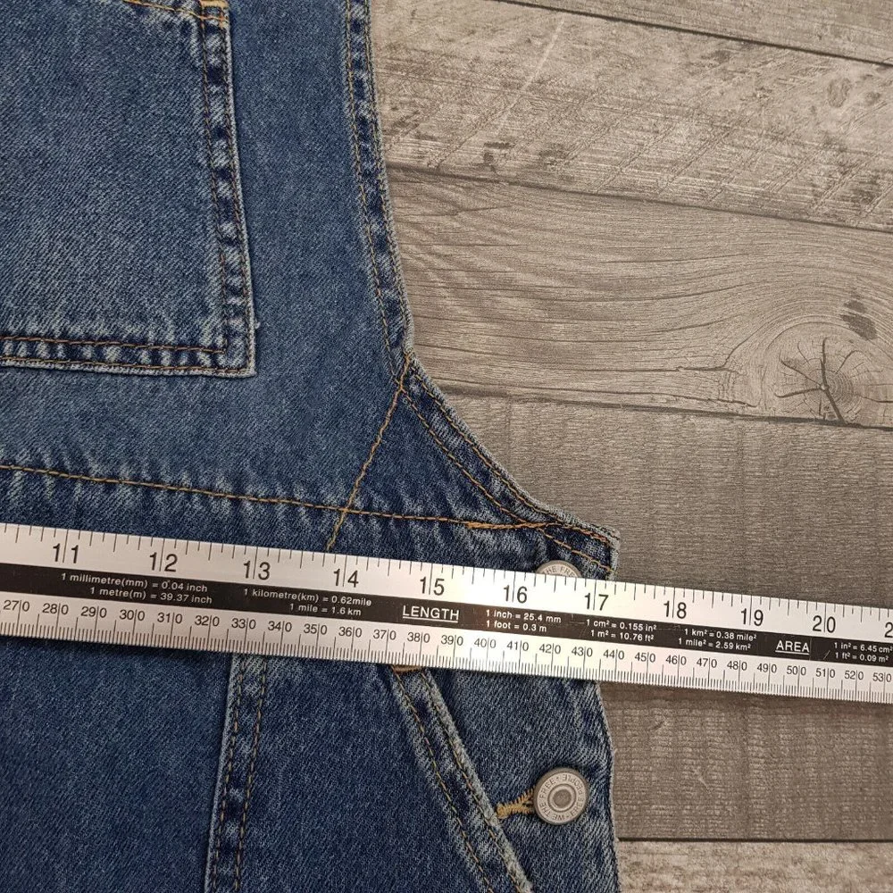 Free People Denim Dungaree Dress Small UK 10 Blue Mid Wash Coverall Casual BN - Picture 6 of 10